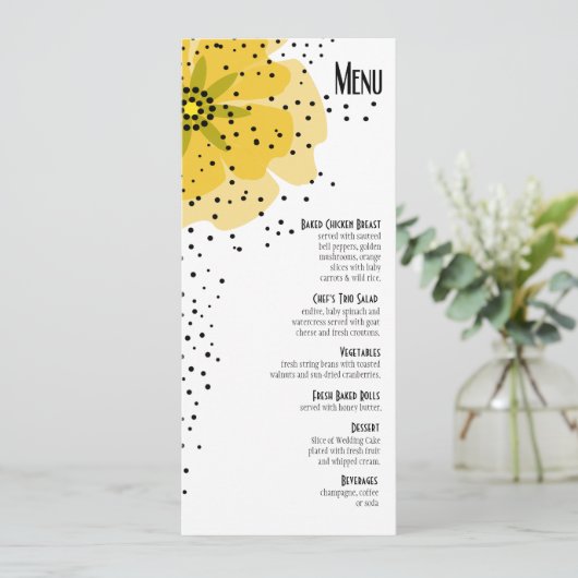 Pepper Poppies Inwendige Menu geel (Staand voorkant)