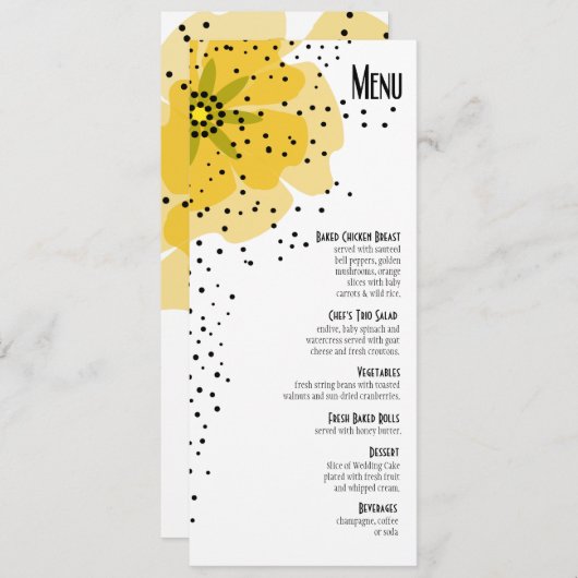 Pepper Poppies Inwendige Menu geel (Voorkant / Achterkant)