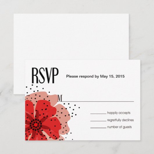 Pepper Poppies RSVP red (Voorkant / Achterkant)