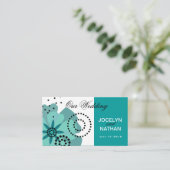 Pepper Poppies Trouwwebsite blauwgroen Informatiekaartje (Staand voorkant)