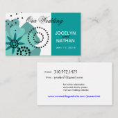 Pepper Poppies Trouwwebsite blauwgroen Informatiekaartje (Voorkant / Achterkant)