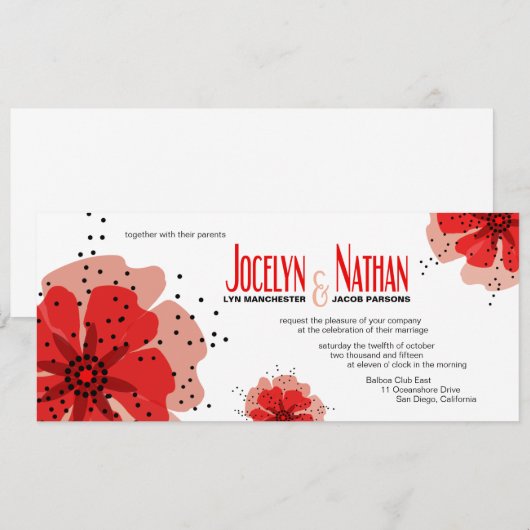 Pepper Poppies Weddenschap Red Kaart (Voorkant / Achterkant)