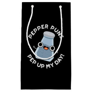 Pepper Puns Pep up My Day Funny Food Pun Dark BG Klein Cadeauzakje
