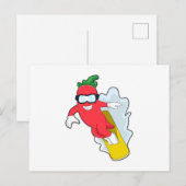 Pepper tijdens snowboarden met snowboard briefkaart (Voorkant / Achterkant)