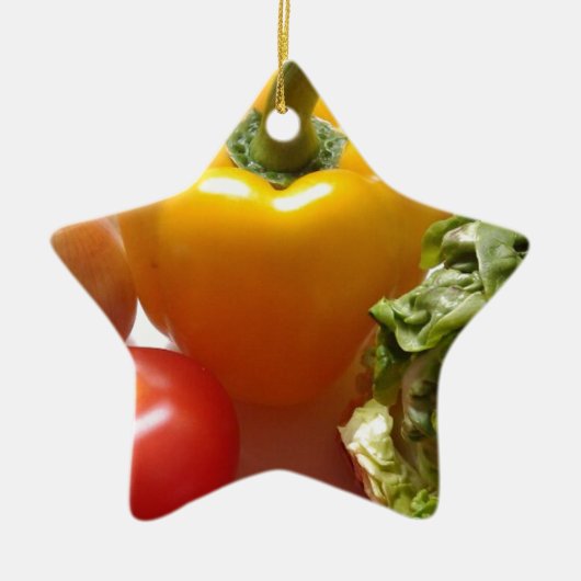Pepper Tomates Vegetables Sla Heallah Food Keramisch Ornament (Voorkant)
