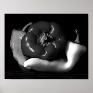Pepper Trio Close-up Zwart-wit Fotografie Poster