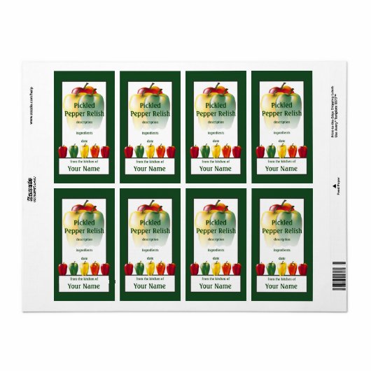 Pepper van pluim, bliksetiket van cook etiket (Full Sheet)