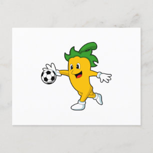 Pepper Vegan als voetballer met voetbal.PNG Briefkaart