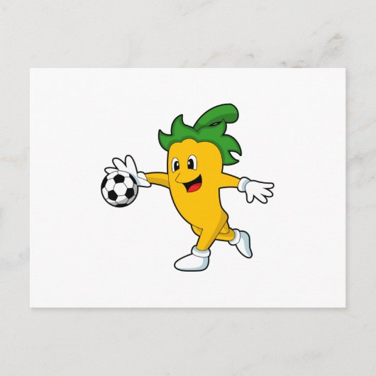 Pepper Vegan als voetballer met voetbal.PNG Briefkaart (Voorkant)