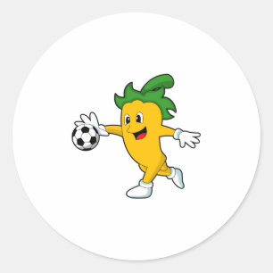 Pepper Vegan als Voetbalspeler met Soccer.PNG Ronde Sticker