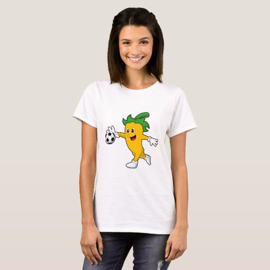 Pepper Vegan als Voetbalspeler met Soccer.PNG T-shirt (Voorkant volledig)
