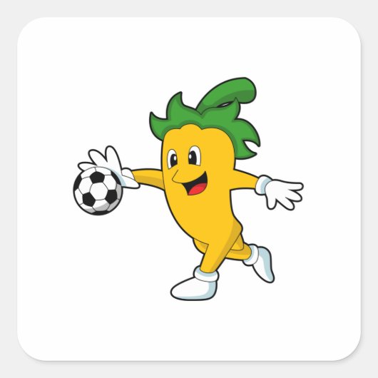 Pepper Vegan als Voetbalspeler met Soccer.PNG Vierkante Sticker (Voorkant)