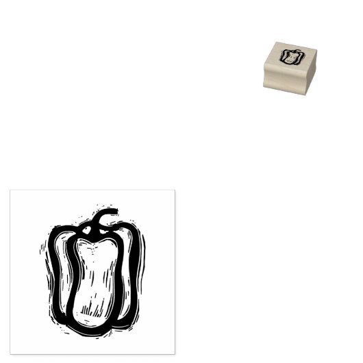 Pepper Vegetarian Menu Choice Rustic Linocut Rubberstempel (Gestempeld)