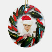 Pepper Wreath Baby's First Kerstfoto Keramisch Ornament (Links)