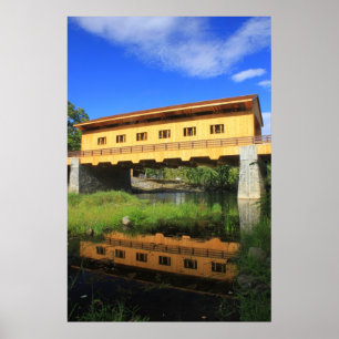 Pepperell MA New Covered Bridge River Uitzicht Poster