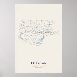 Pepperell Massachusetts Straatkaart Poster – Opger