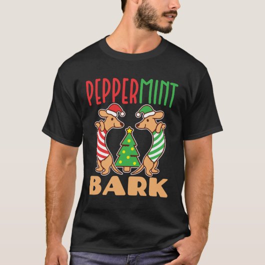 Peppermint Bark Kerstmis Dachshund Dog T-shirt (Voorkant)