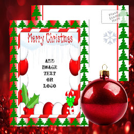 Peppermint-Briefkaart voor kerstfoto's klaar voor  Feestdagenkaart