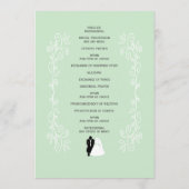 Peppermint bruid en bruidegom scrollwork bruiloft programmakaart (Achterkant)