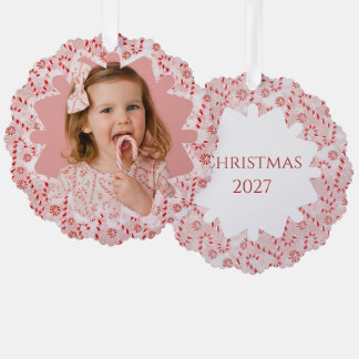 Peppermint Candy Cane aangepaste kerstfoto Ornament Kaart