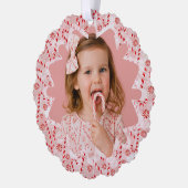 Peppermint Candy Cane aangepaste kerstfoto Ornament Kaart (Links)