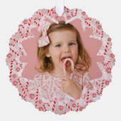 Peppermint Candy Cane aangepaste kerstfoto Ornament Kaart (Voorkant)