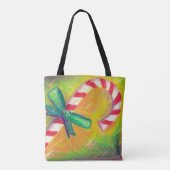 Peppermint Candy Cane Artsy Color Merry Kerstry Tote Bag (Achterkant)