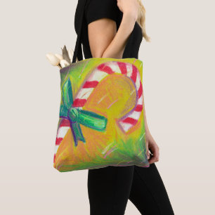 Peppermint Candy Cane Artsy Color Merry Kerstry Tote Bag