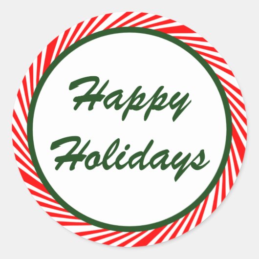 Peppermint Candy Cane Border Vakantie Stickers (Voorkant)