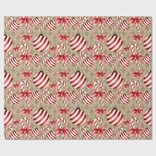Peppermint Candy Cane Gift Wrap Paper Cadeaupapier (Vlak)