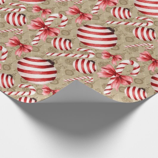 Peppermint Candy Cane Gift Wrap Paper Cadeaupapier (Hoek)