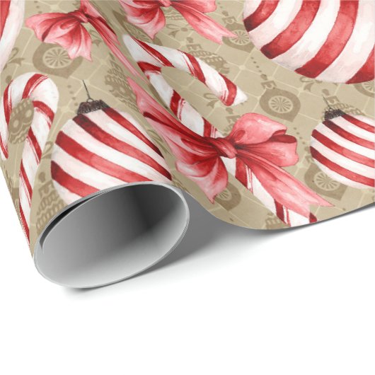 Peppermint Candy Cane Gift Wrap Paper Cadeaupapier (Rol Hoek)