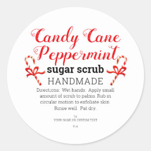 Peppermint Candy Cane Homemade Sugar Scrub Custom Ronde Sticker