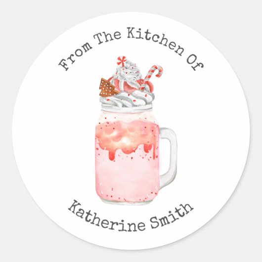 Peppermint Candy Cane Milkshake uit de keuken Ronde Sticker (Voorkant)