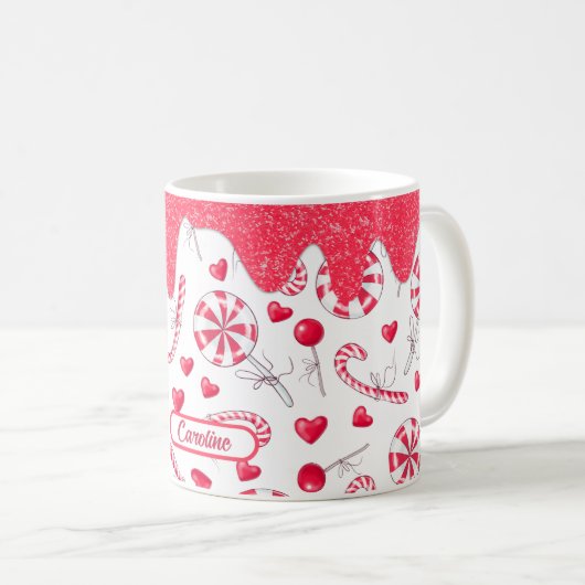 Peppermint Candy Cane Pattern Kerstmis Koffiemok (Voorkant rechts)