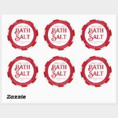 Peppermint Candy Cane Red & White Bath Salt Ronde Sticker (Vel)