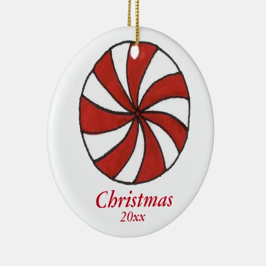 Peppermint Candy Cane Starlight Mint Kerstmis Keramisch Ornament (Rechts)