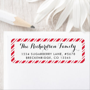 Peppermint Candy Cane Stripes Kerstmis Etiket