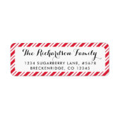 Peppermint Candy Cane Stripes Kerstmis Etiket (Voorkant)