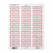 Peppermint Candy Cane Stripes Kerstmis Etiket (Full Sheet)