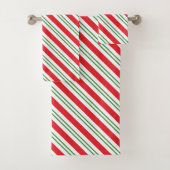 Peppermint Candy Cane Stripes Pattern (rood/groen) Bad Handdoek (Insitu)