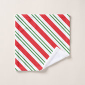 Peppermint Candy Cane Stripes Pattern (rood/groen) Bad Handdoek (Wasdoekje)