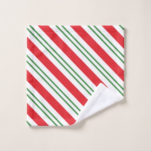 Peppermint Candy Cane Stripes Pattern (rood/groen) Bad Handdoek (Wasdoekje)