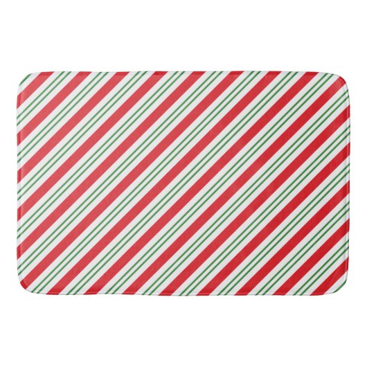 Peppermint Candy Cane Stripes Pattern (rood/groen) Badmat (Voorkant)