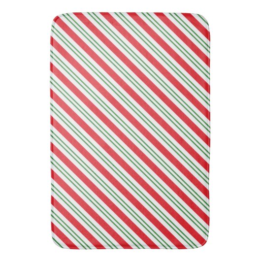 Peppermint Candy Cane Stripes Pattern (rood/groen) Badmat (Voorkant Verticaal)