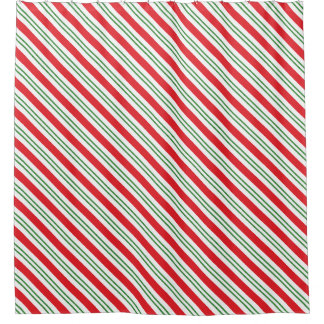 Peppermint Candy Cane Stripes Pattern (rood/groen) Douchegordijn