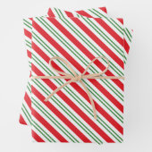 Peppermint Candy Cane Stripes Pattern (rood/groen) Inpakpapier Vel (In situ)