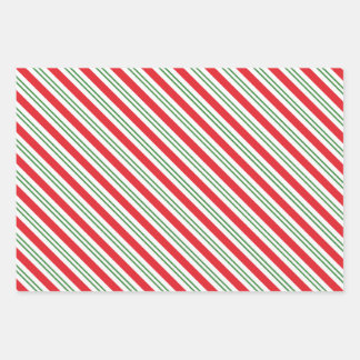 Peppermint Candy Cane Stripes Pattern (rood/groen) Inpakpapier Vel