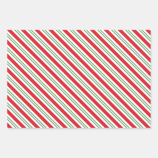 Peppermint Candy Cane Stripes Pattern (rood/groen) Inpakpapier Vel (Voorkant)