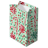 Peppermint Candy Canes Cozy Winter Holiday Medium Cadeauzakje (Voorkant Gekanteld)
